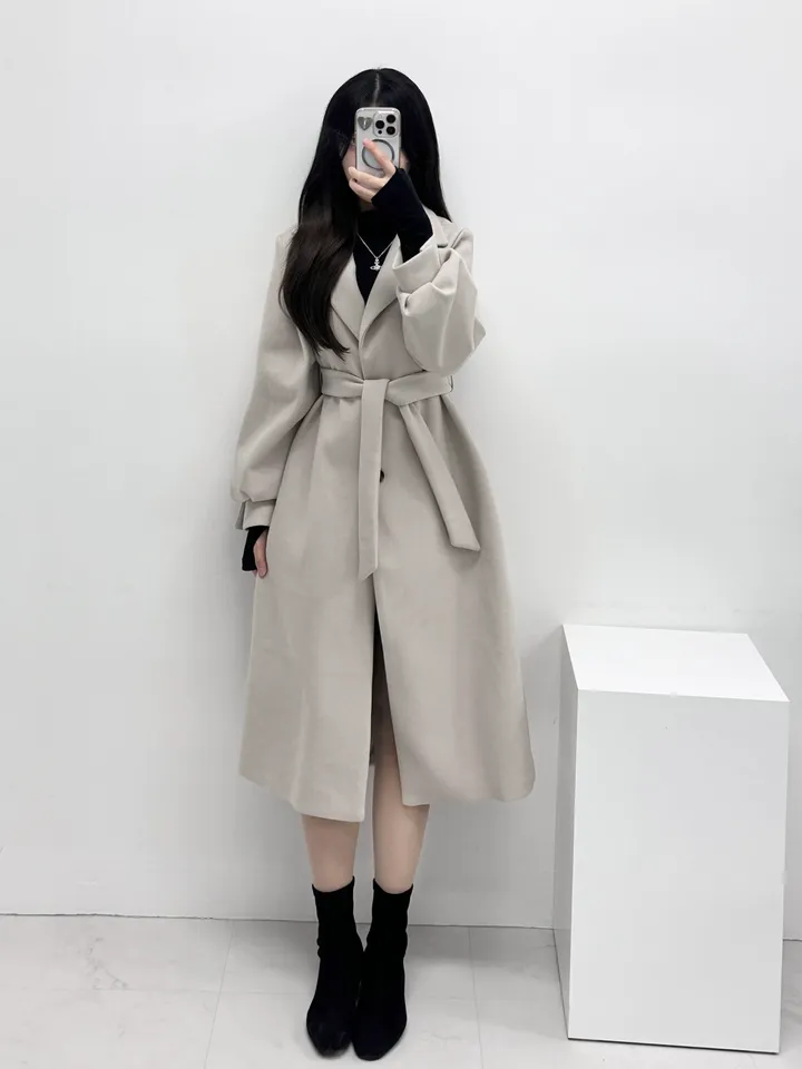 [개강룩/핏보장] 러블리 퍼프 몽글 롱 코트 울코트 (4color) 상세 이미지 13
