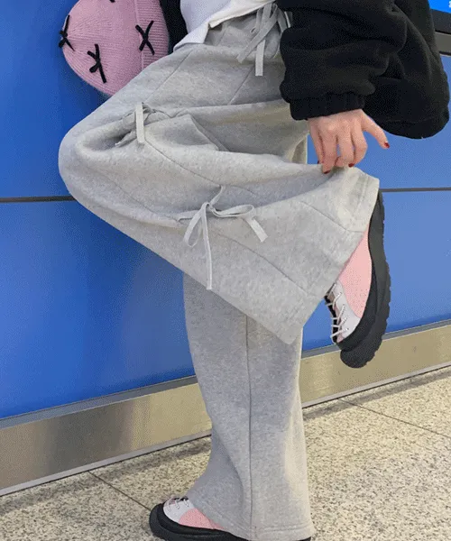 [주문폭주!/재입고템♥]사이드리본양기모팬츠