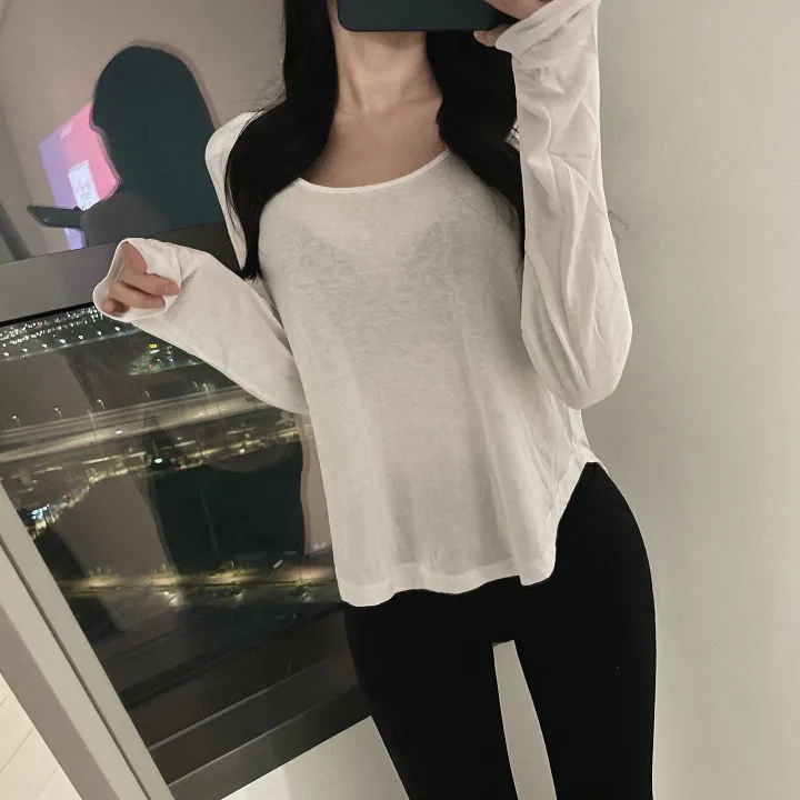 후들촉촉 크롭 유넥 밑단 굴림 긴팔 t 상세 이미지 10