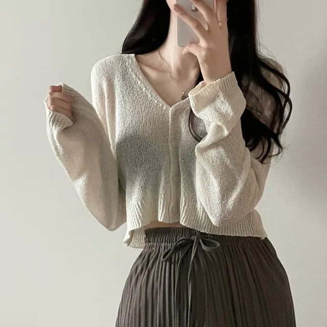 (5color)피넛 썸머 크롭 브이넥 가디건 상세 이미지 14