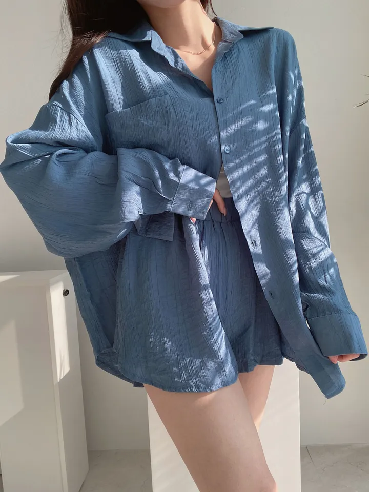 *SET* 【편해요/멋쁨】 오버 루즈핏 린넨 롱셔츠 남방 반바지 투피스 세트 상세 이미지 22