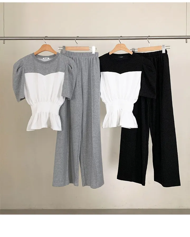 신상💛[2color] 러블리 커리어우먼 배색 상하의 set 상세 이미지 4