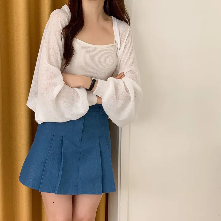 [여름SALE/핏보장/살안타템] 여름용 크롭 그물 네트 볼레로 가디건 얇은 니트 시스루 햇빛차단 체형커버 간절기 오버핏 부유방커버 장마룩 살탐방지 휴양지룩 레이어드 - 4color 상세 이미지 48