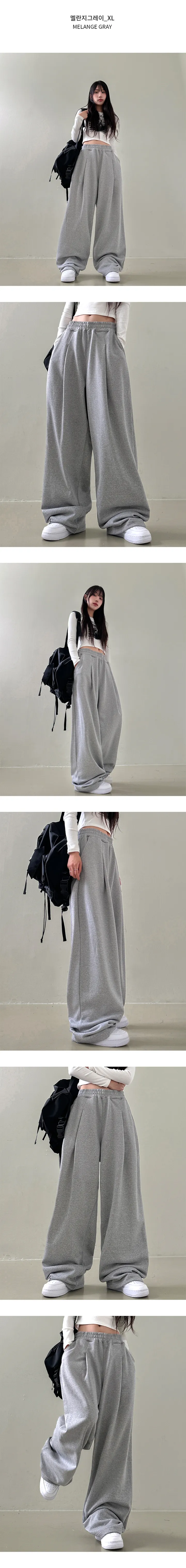*묶음할인[M~XL/쭈리안감] 와이드한 원핀턱 밴딩 트레이닝 팬츠 상세 이미지 8