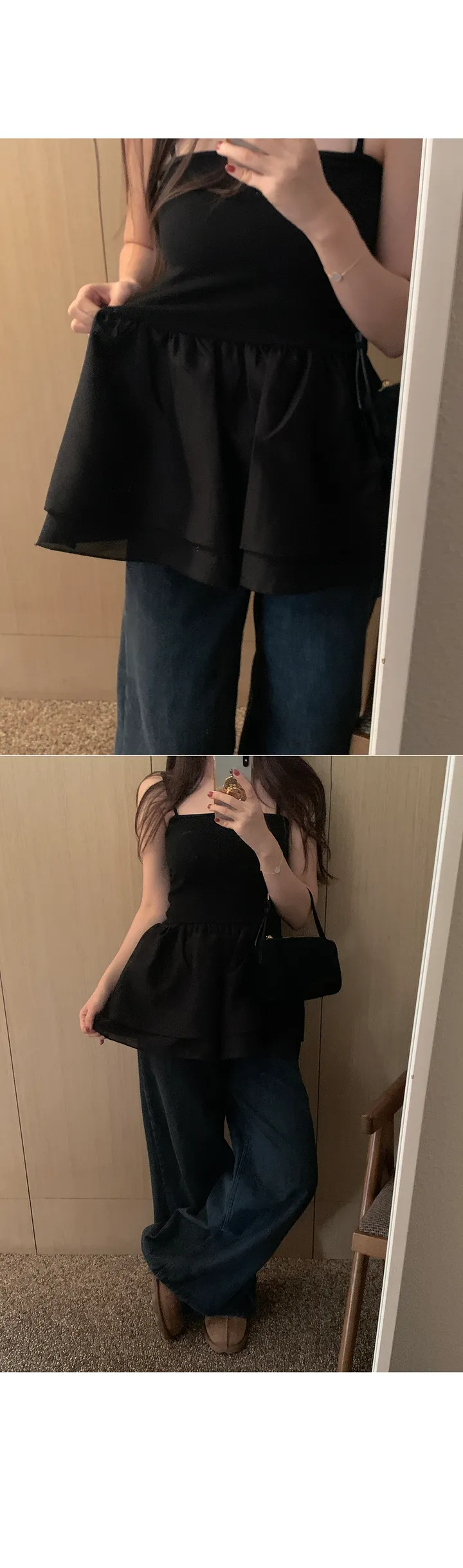 [주문폭주/사계절용] 플레어 레이어드 끈 나시 상세 이미지 44