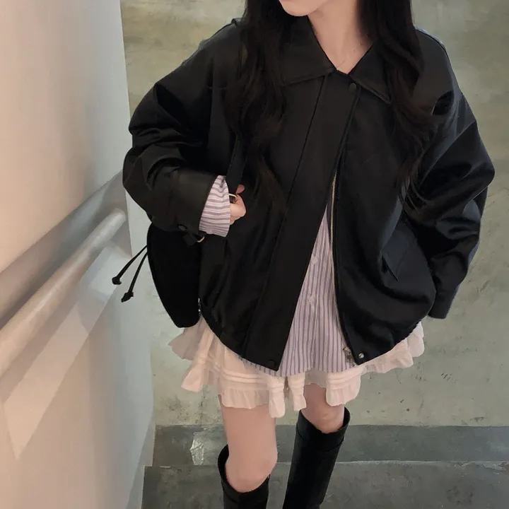 [핵고퀄!/✨주문폭주/후기극찬✨]매트 레더의 정석,오버핏 레더 블루종 자켓 점퍼 상세 이미지 22