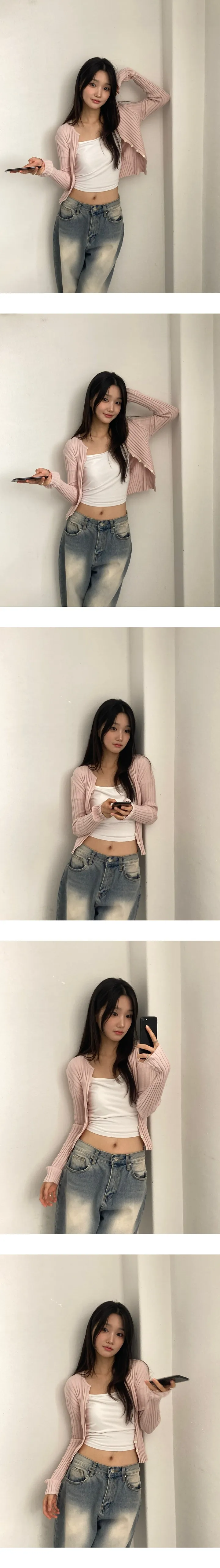 [3가지 무드🤎/허리보정핏!] 골지 여리 슬림핏 버튼 니트 가디건 상세 이미지 7
