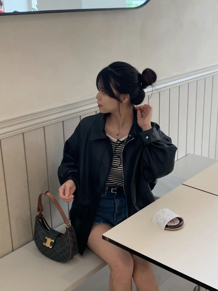 <미리 봄🌸/찐오버핏> 데이 오버핏 카라 블루종 레더자켓 - 2color 상세 이미지 29