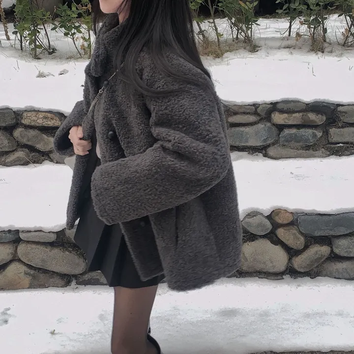 [왕아방핏🤎/주문폭주✨]후회없는 선택,푸들 양털 오버핏 하프 스웨이드 퍼자켓,코트 상세 이미지 86