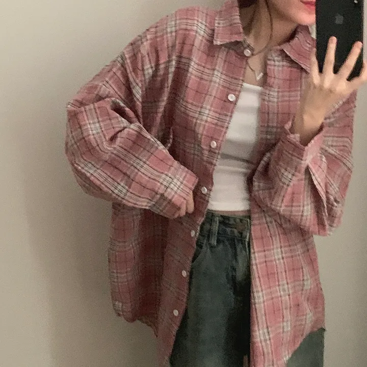 묶음할인🎈[오버핏🤍] 마가린 체크 오버 남방 상세 이미지 47