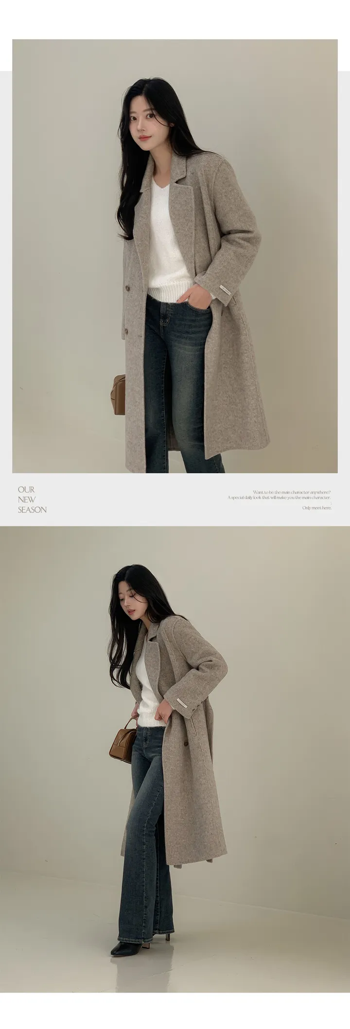 [자체제작/1만장돌파!/S-L] 브랜던 프리미엄 더블 울 핸드메이드 롱 코트 상세 이미지 32