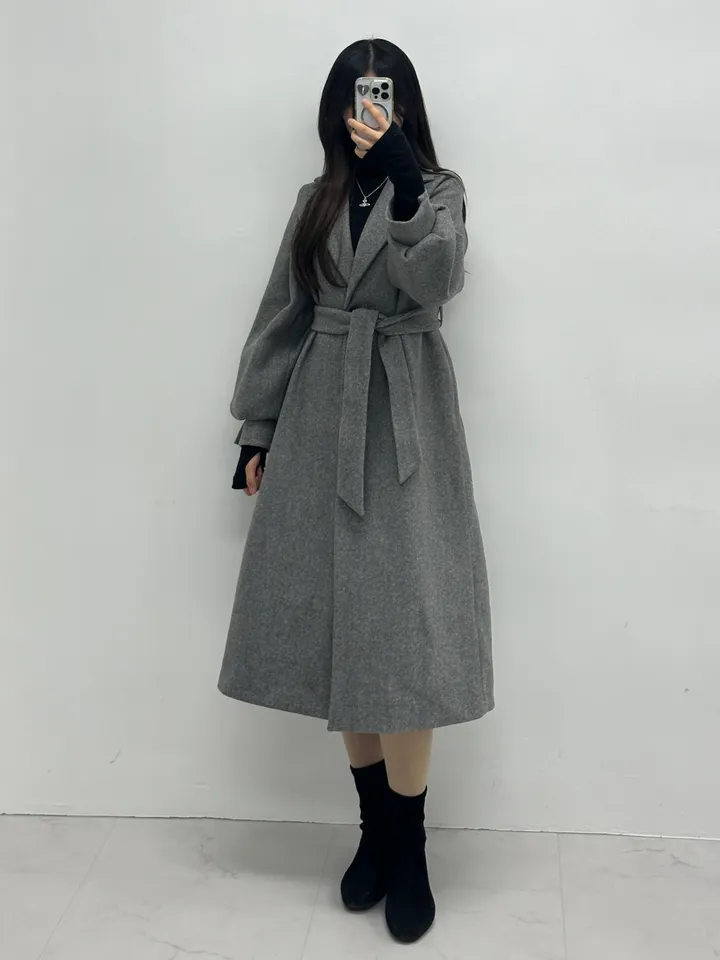 [개강룩/핏보장] 러블리 퍼프 몽글 롱 코트 울코트 (4color) 상세 이미지 32