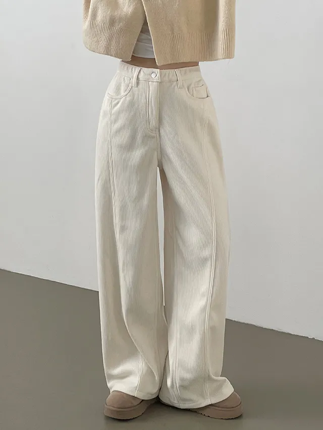 [한파대비/3기장~2XL!] 스냅버튼 융기모 코듀로이 골덴 폴딩 와이드팬츠 4color 상세 이미지 4