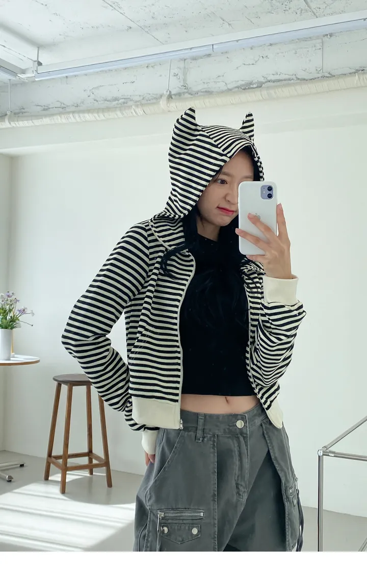 [🏆만족도100%👍실물 보장🍁악마뿔 핫템/크롭후드집업/여친룩/집업가디건🚛무배] 카이브 후드 집업 s160882 상세 이미지 10