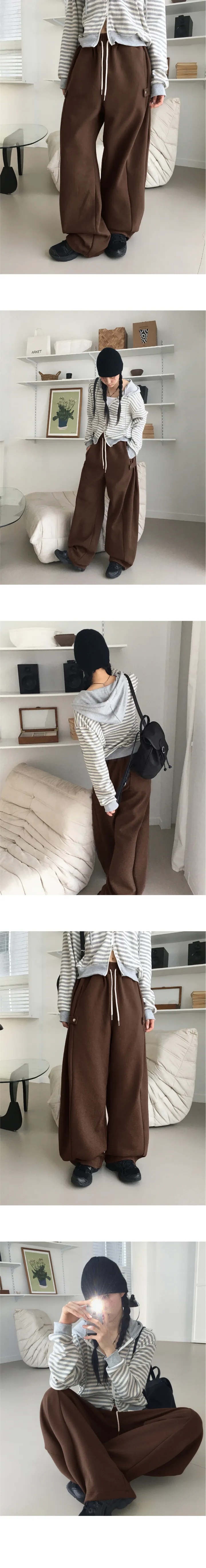 조드 사이드 스냅 벌룬 투웨이 쭈리 롱 와이드 조거 팬츠 상세 이미지 12
