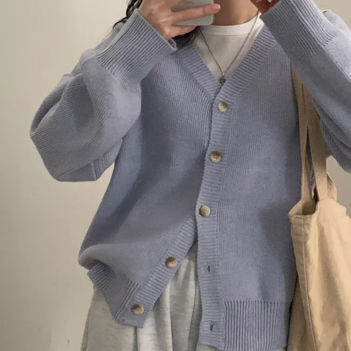 [폭닥/요즘에딱!] 프렘 베이직 브이넥 오버핏 니트가디건 - 8color 상세 이미지 44