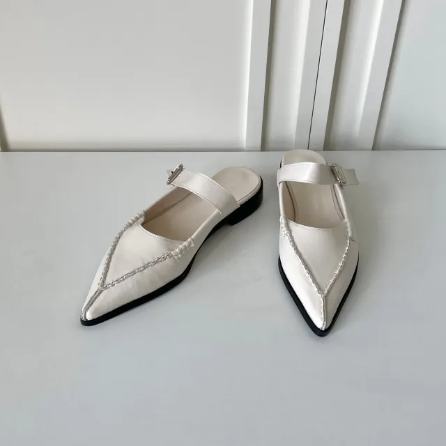 [굽1.5cm] 코세르 블로퍼 (3color) / 뮬 슬리퍼 로퍼 구두 단화 플랫 뾰족코 브이코 버클 사무실 상세 이미지 3