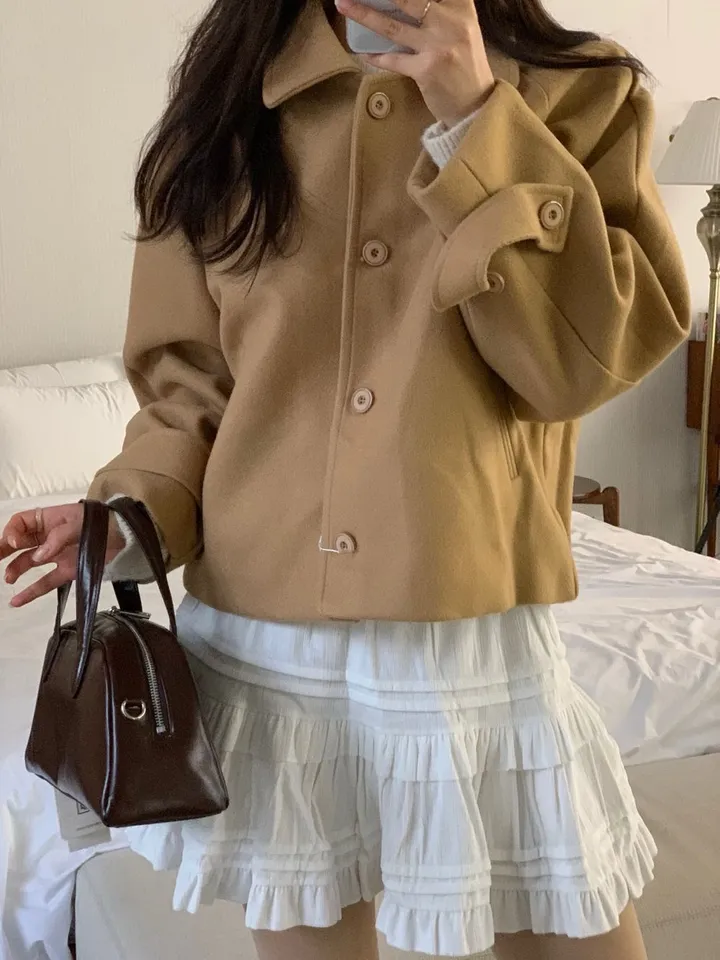 [아방루즈핏/💞러블리] 머스 카라 숏 코트 자켓 모직코트 상세 이미지 30