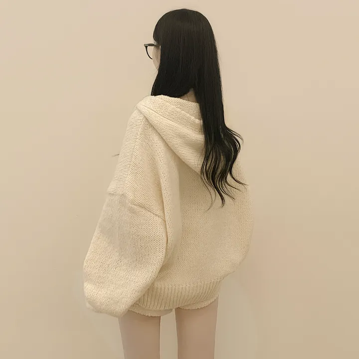 [폭닥~/귀여움🧸] 오버핏 파스텔 도톰 니트 후드가디건 봄신상 빅사이즈 상세 이미지 9