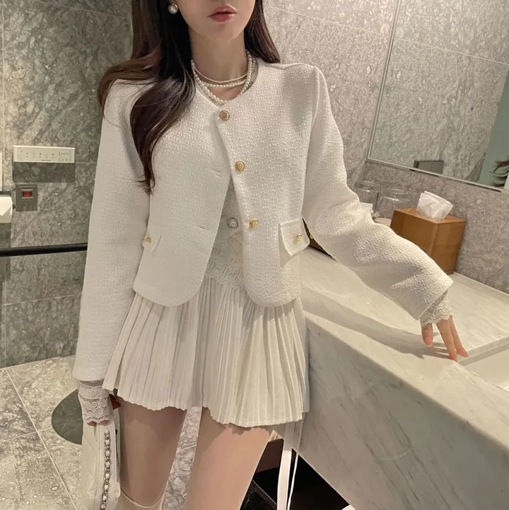 샤르망 노카라 트위드 골드 버튼 자켓 상세 이미지 7