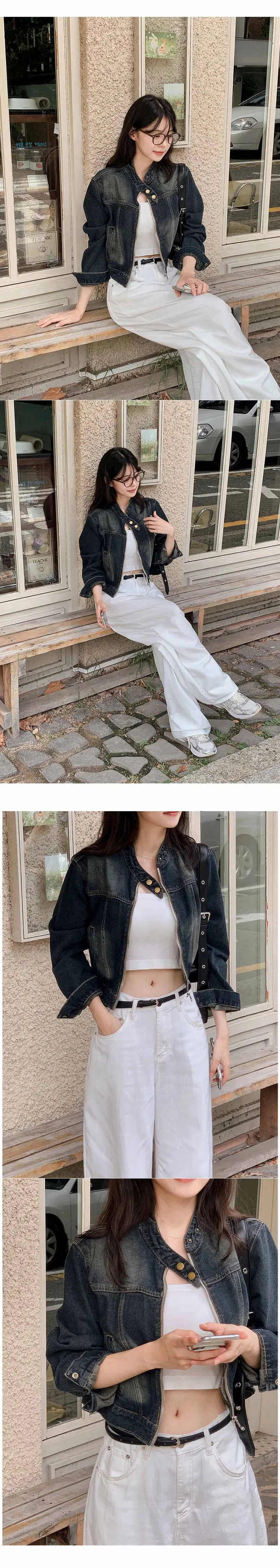 [봄옷][얼리스프링]스프링 모노 워싱 크롭 데님 자켓(2color) 상세 이미지 17