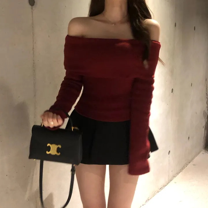 +특가할인✨ [봄신상/팔뚝살소멸핏] 기본충실! 로제 오프숄더 슬림 니트 긴팔 티셔츠 knit (*핏,컬러완벽 *흘러내림X) 상세 이미지 13