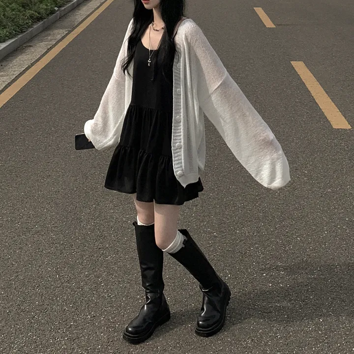 [햇빛차단☀️/왕오버핏!] 보호본능 왕박시 브이넥 여름 벌룬 가디건 빅사이즈 체형커버 살안타템 여행룩 상세 이미지 13