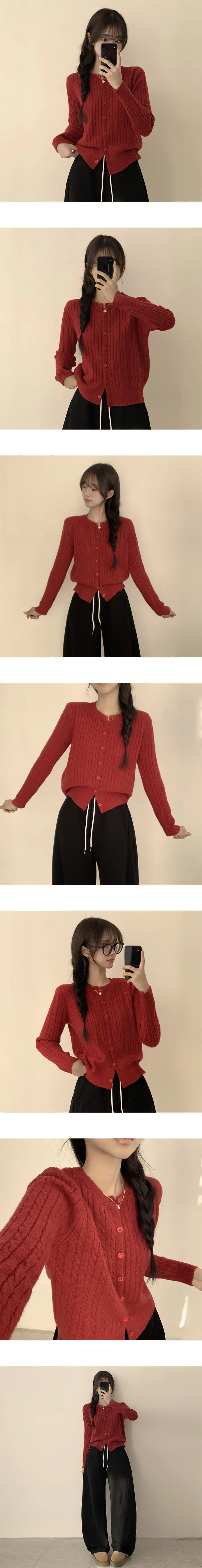 [9color/핏보장!] 부드러움 끝판왕, 뷰리 라운드 긴팔 꽈배기 겨울 허리잘록 니트 가디건 꽈베기 봄 데일리 기본 무지 아우터 9color 상세 이미지 9