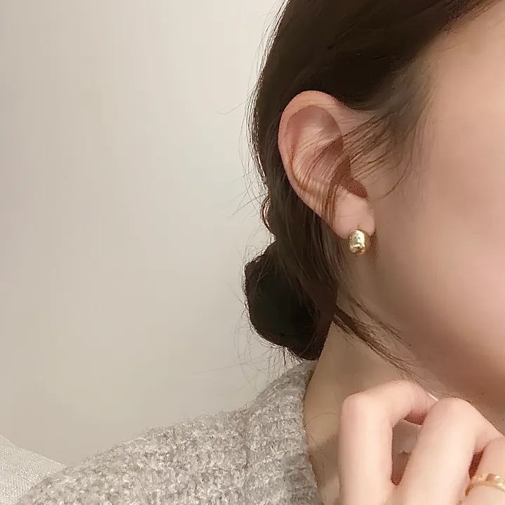 ❤️각인펜증정❤️ 925은침 크릿 빈 볼드 귀걸이 925실버도금 상세 이미지 4