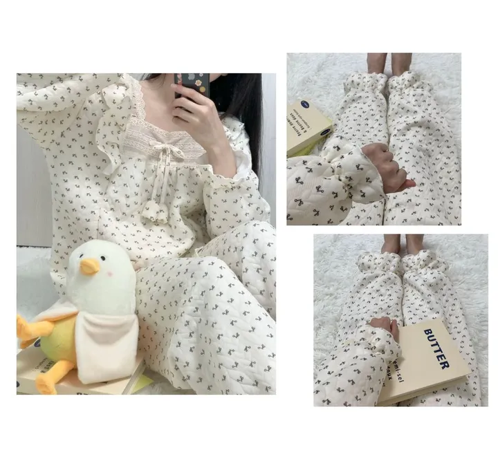 [폭닥폭닥/루즈핏] 러블리 프릴 홈웨어 긴팔잠옷 편한 파자마세트 박시핏 파자마파티 홈파티 상세 이미지 7