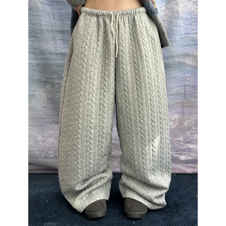 누빔🌡️[UNISEX/소장추천!]퀼트 블랭킷 웜업 케이블 포인트 윈터 루즈 와이드 트레이닝 팬츠(4color/5-7일 여유주문) 상세 이미지 10