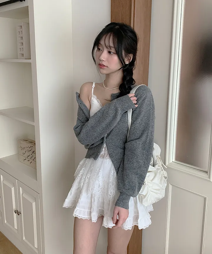 [데일리강추💗] 블러 라운드넥 가디건 봄 가을 / 출근룩 긴팔니트 봄가디건 가을가디건 하객룩 데일리룩 클래식블랑 상세 이미지 22