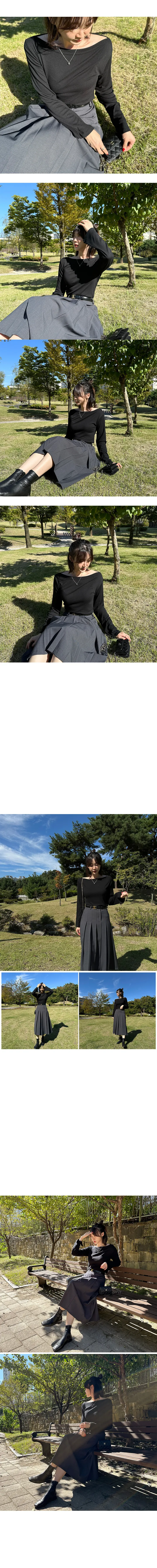 💖단독제작 🚀당일발송!!찰랑찰랑 소매 트임 보트넥티, 트넥티, 입술넥 티, 연말룩 긴팔티 상세 이미지 6