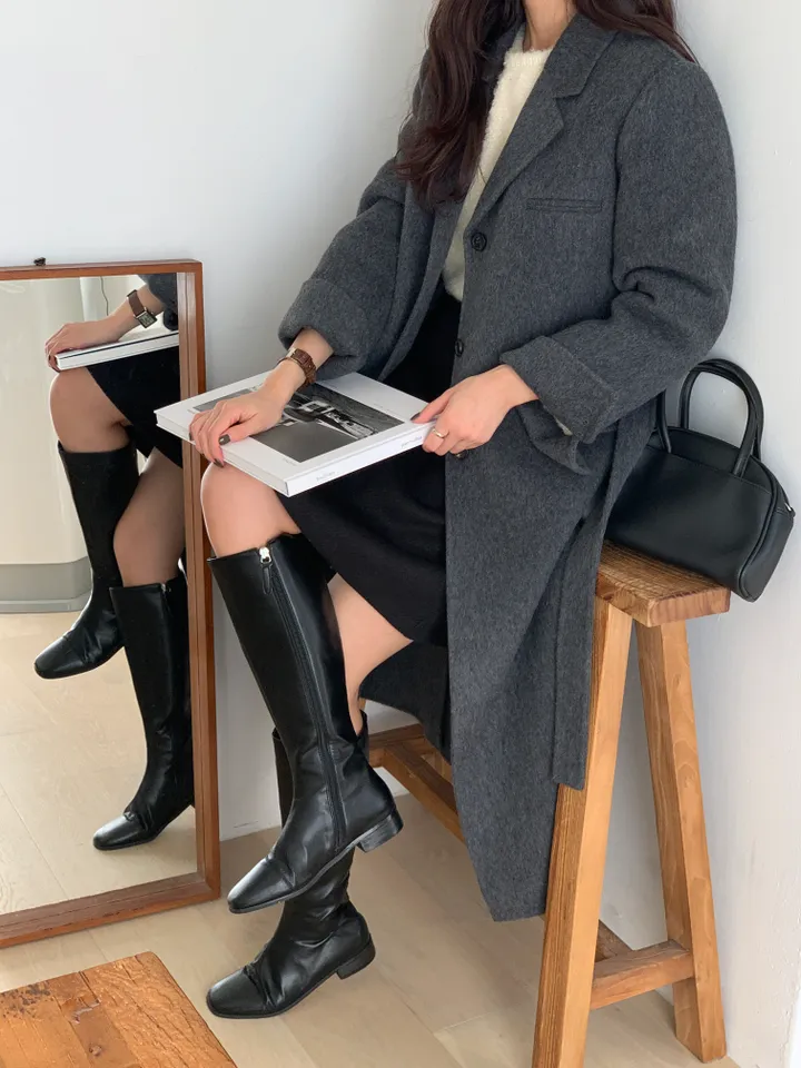 [브랜드퀄/부드럽고 가벼워요/강추💟] *알파카85,울15* 알파카 일자핏 울 핸드메이드 코트 상세 이미지 28