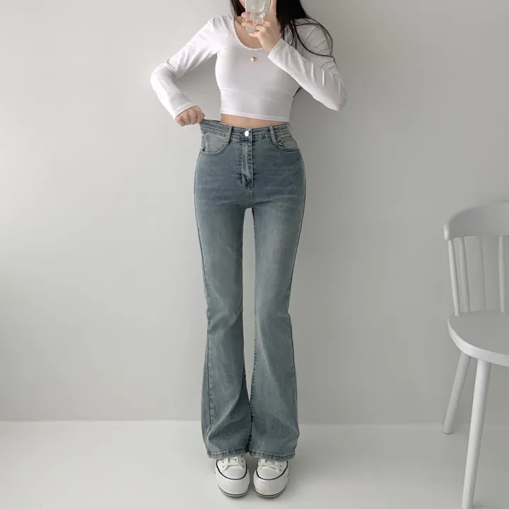[인생핏🖤/기장선택/~XL] 모먼트 빈티지 스톤 워싱 하이웨스트 부츠컷 스판 데님 팬츠 키작녀 키큰녀 빅사이즈 청바지 상세 이미지 31