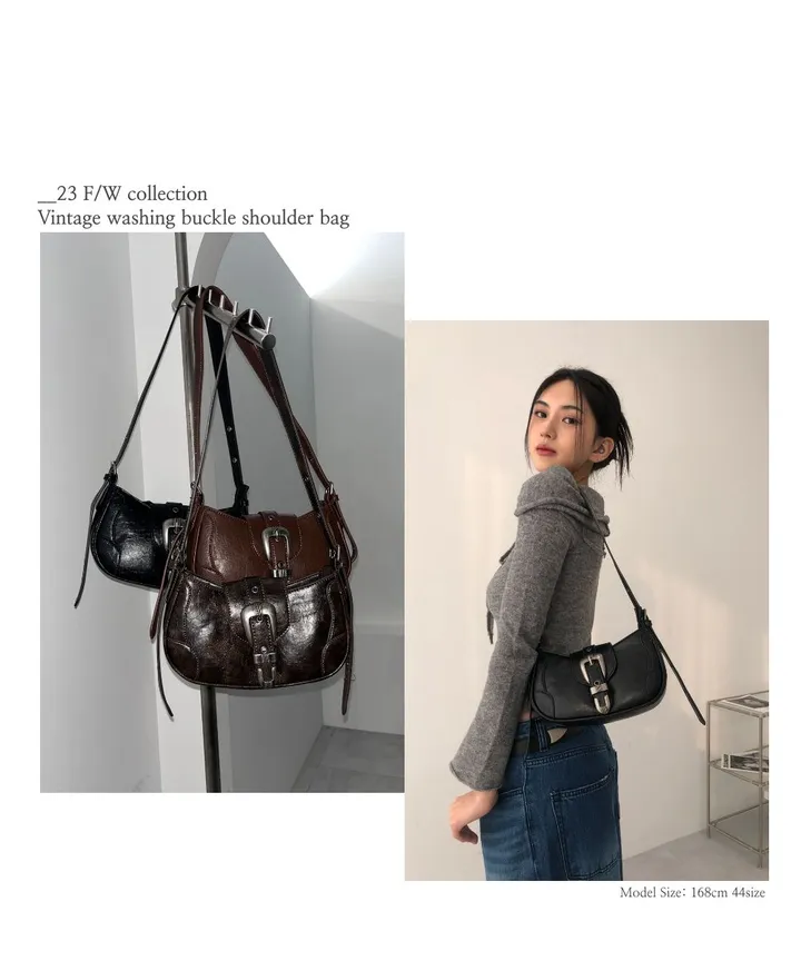 [당일발송/MDpick] Vintage buckle shoulder bag , 3color 상세 이미지 1