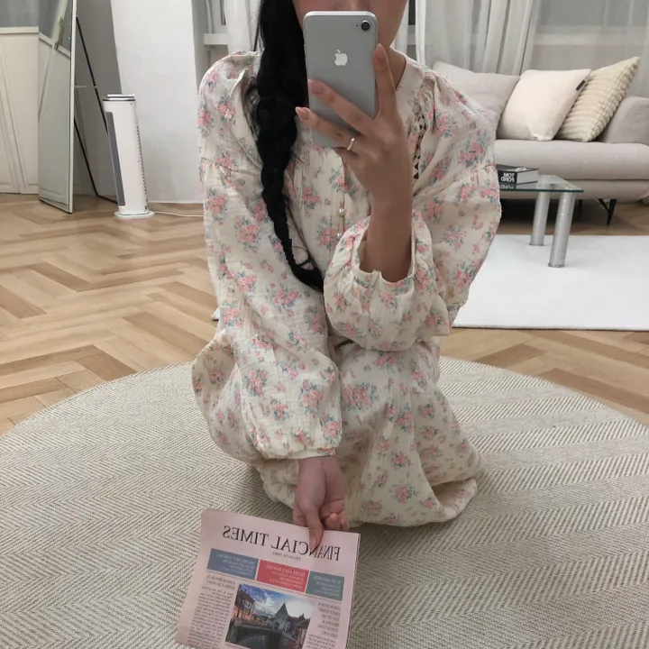[❤️당일/55~88❤️] 플라워 원피스잠옷 요루면 홈웨어  공주풍 롱드레스 상세 이미지 7