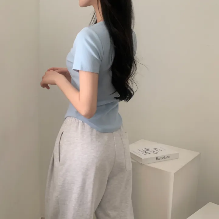 [MADE🤍/팔뚝반쪽핏!] 파스텔톤, 단추 유넥 기본 반팔티셔츠 - 5color 상세 이미지 17