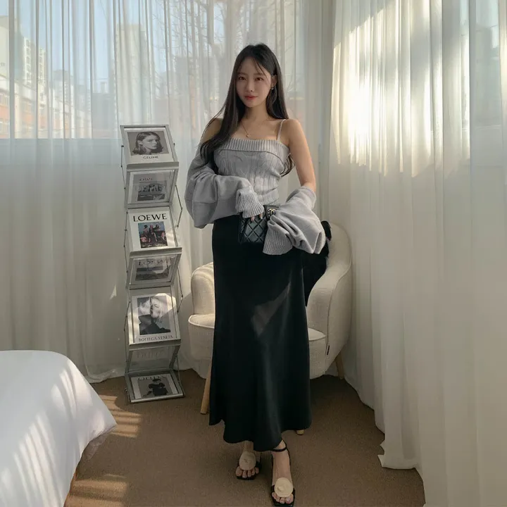 [찐애정템ㅠ고퀄버전*나시볼레로setෆ부유방삭제핏] 빈츠 꽈배기 끈나시 + 루즈핏 긴팔 볼레로 세트 니트 탑 나시 크롭 볼레로 가디건 스판 긴팔 투피스 세트 봄 가을 데일리룩 데이트 상세 이미지 48