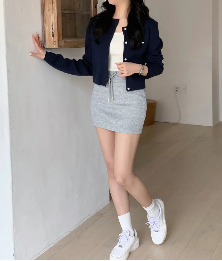 [봄신상/페미닌] 치즈 라운드니트가디건 4color 울 크롭 베이직 핑크 회색하늘색노란색 벚꽃 레이어드 상세 이미지 54