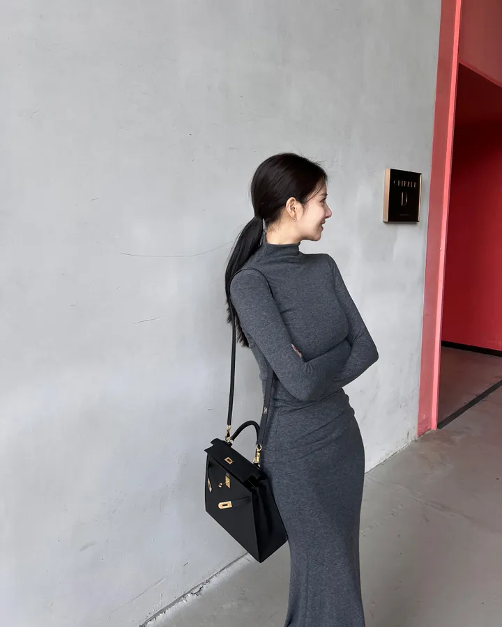 (THEMANON MADE) 로잘린 하이넥 맥시 스커트 투피스 세트 (3color) 상세 이미지 31
