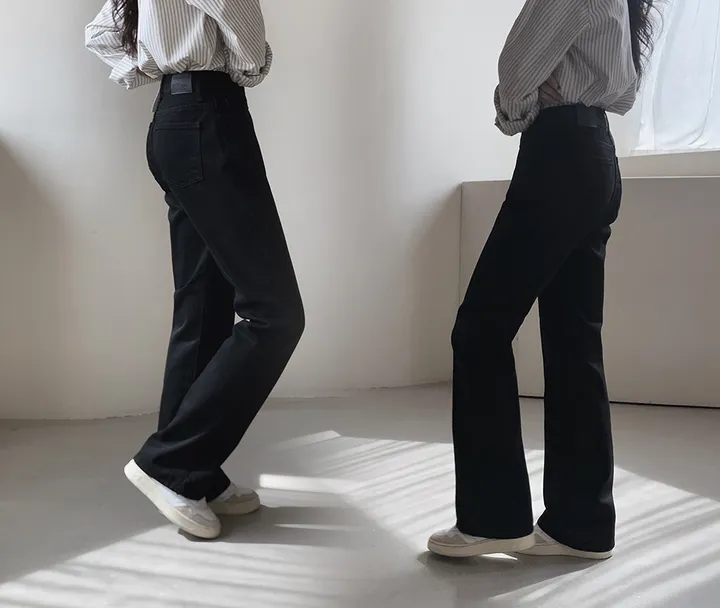 [🖤핏보장] 프리미엄 세미부츠컷 블랙진 (+베이직/롱ver) - 4 size (SLOWMADE/자체제작/부츠컷/인생데님/난스판/키작녀바지/블랙데님/사이즈세분화) 상세 이미지 5