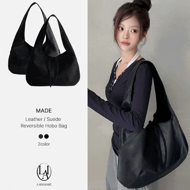 🍂신상🍂 [MADE/리버서블/2color/고퀄보장] 자체제작 레더 스웨이드 리버서블 호보백 숄더백 데일리백 직장인가방 학생가방 보부상가방 레더백 스웨이드백 꾸안꾸 사계절