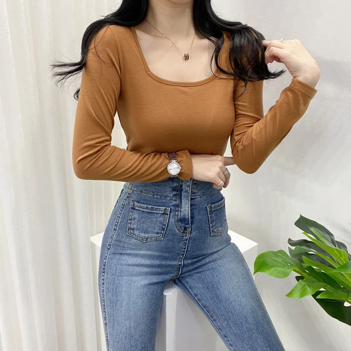 🚀당일발송🚀[묶음할인/11컬러] 조이 봄 가을 뉴 스퀘어넥 긴팔 티셔츠 이너티 상세 이미지 53