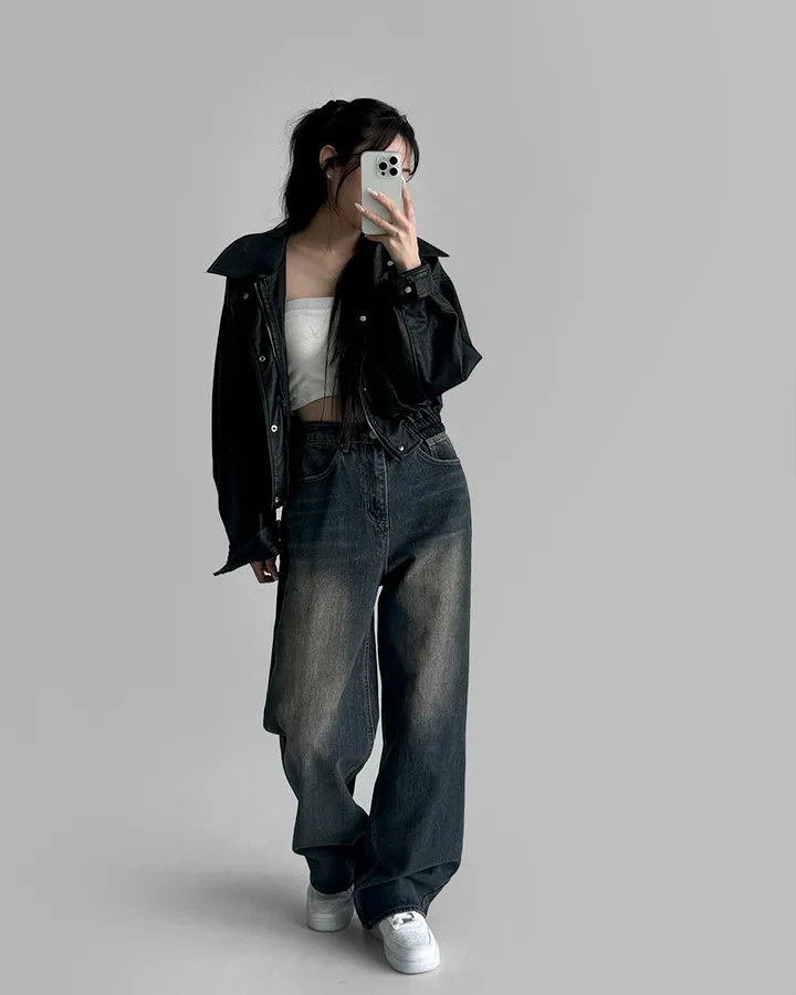 [3기장/~3XL] 스모크 워싱 와이드 정핏 일자 캐쥬얼 데일리 데님 팬츠 바지 상세 이미지 18