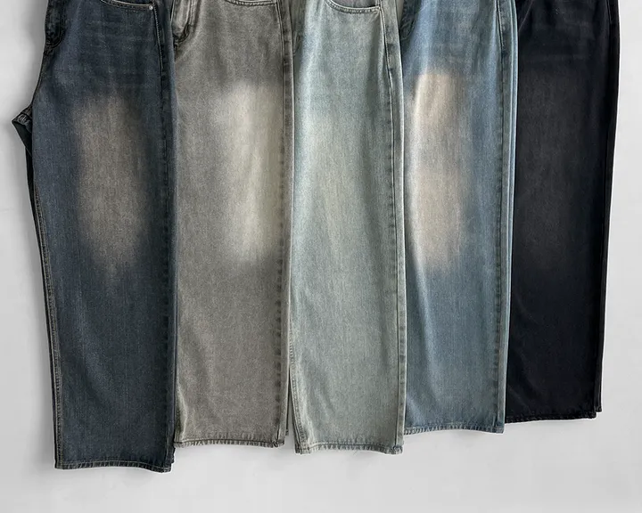 [3기장/~3XL] 스모크 워싱 와이드 정핏 일자 캐쥬얼 데일리 데님 팬츠 바지 상세 이미지 104