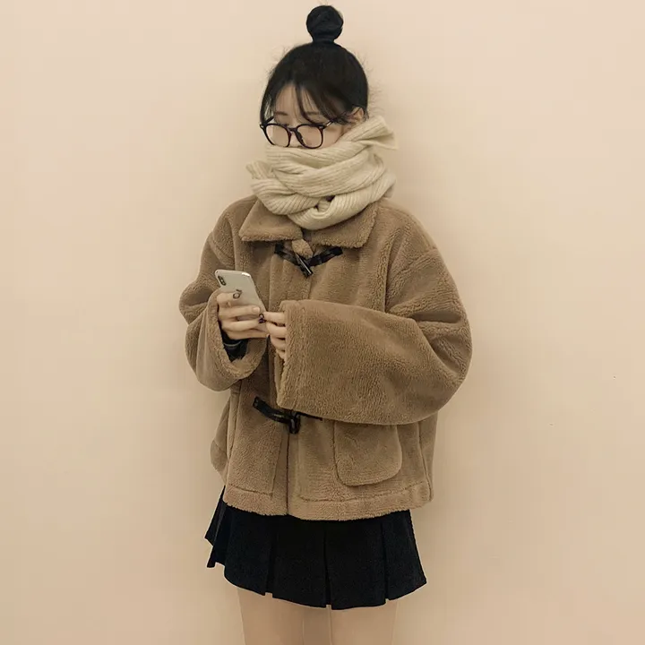 [귀여움/아방핏🧸] 도톰포근~ 양털 뽀글이 떡볶이 더플 자켓 테디베어 숏코트 상세 이미지 5