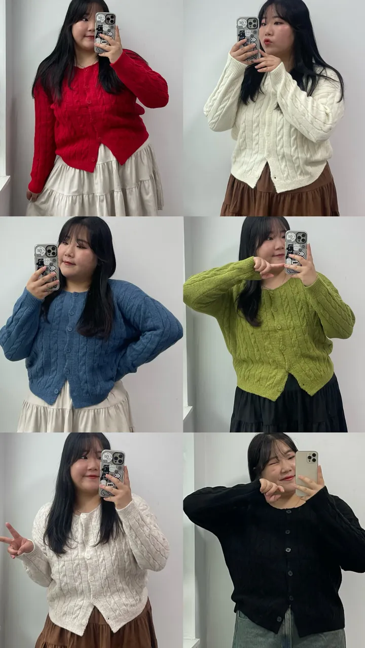 🚀당일출발🚀빠른배송📦 [~110size/빅사이즈] 라운드넥 꽈배기 도톰 단추 니트 가디건 상세 이미지 3