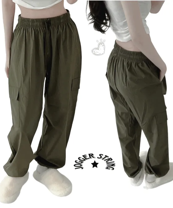 (🚀빠른출고) Y2k 카고 스트링 조거팬츠 와이드 나일론 카고팬츠 여름바지 바스락