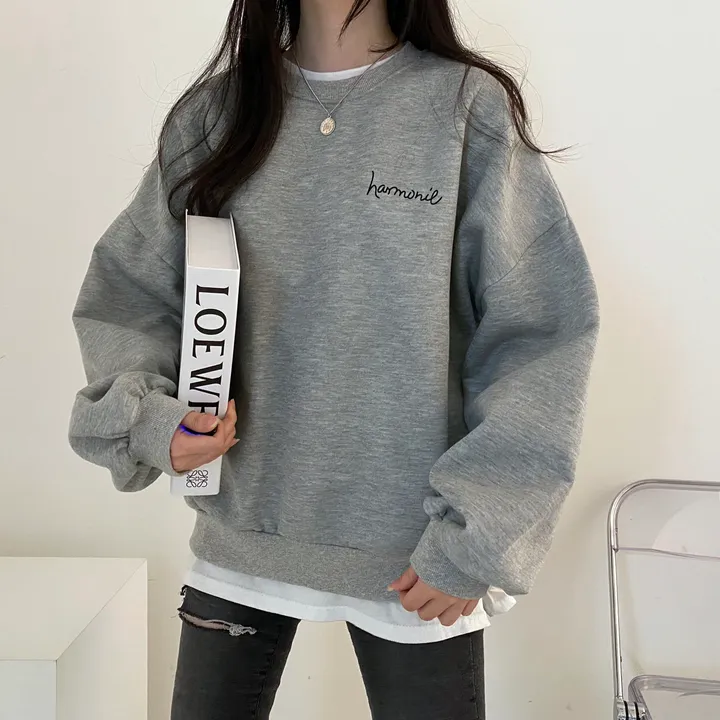 당일발송⚡[데일리/묶음할인] 심플 오버핏 하모니 레터링 맨투맨 4color 상세 이미지 21